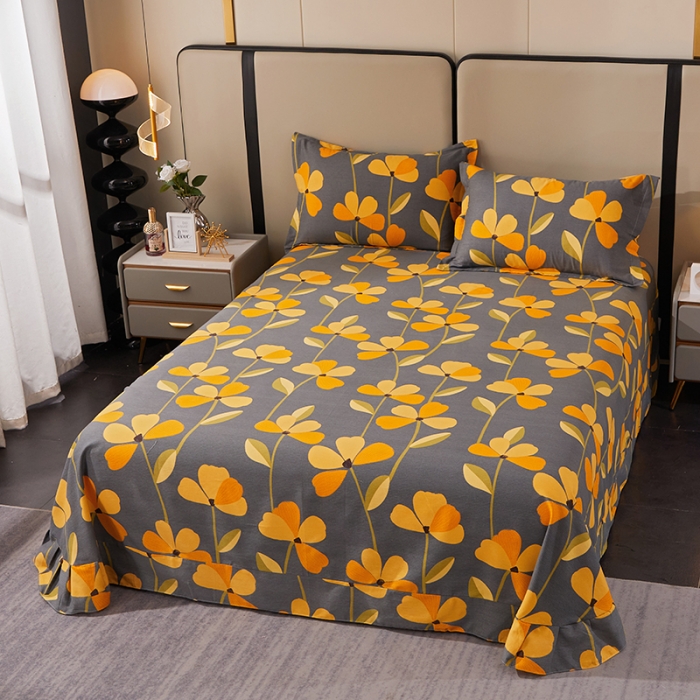 91家纺网 家纺一手货源 找家纺 晶缦 2023新款格林系列全棉活性磨毛多规格床单 叶叶生辉