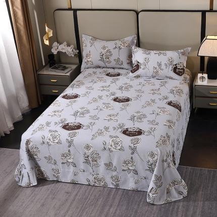 晶缦 2023新款格林系列全棉活性磨毛多规格床单 庄园灰