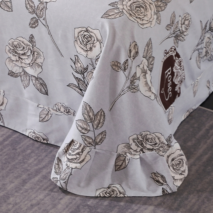 91家纺网 家纺一手货源 找家纺 晶缦 2023新款格林系列全棉活性磨毛多规格床单 庄园灰