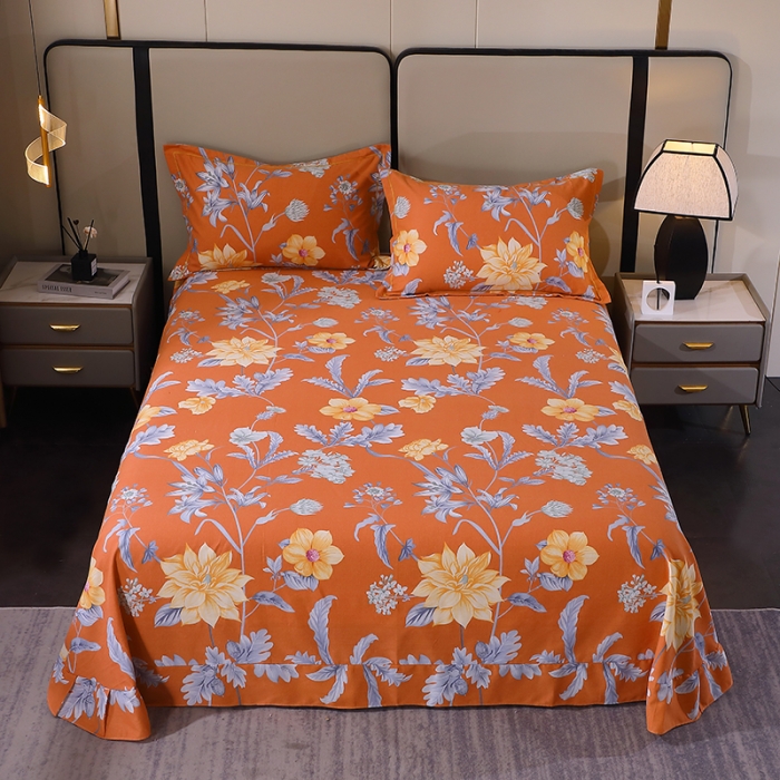 91家纺网 家纺一手货源 找家纺 晶缦 2023新款格林系列全棉活性磨毛多规格床单 浪漫花语