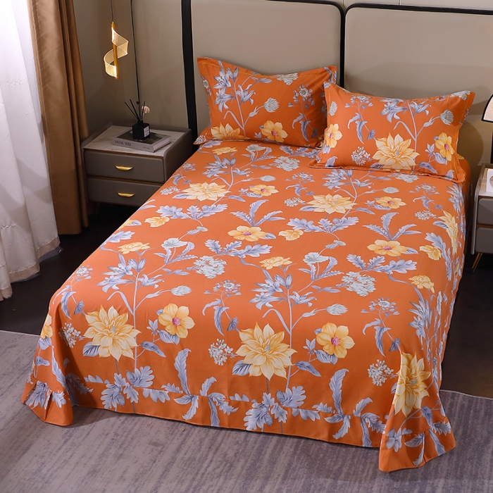 91家纺网 家纺一手货源 找家纺 晶缦 2023新款格林系列全棉活性磨毛多规格床单 浪漫花语