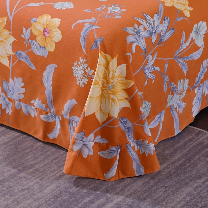 91家纺网 家纺一手货源 找家纺 晶缦 2023新款格林系列全棉活性磨毛多规格床单 浪漫花语