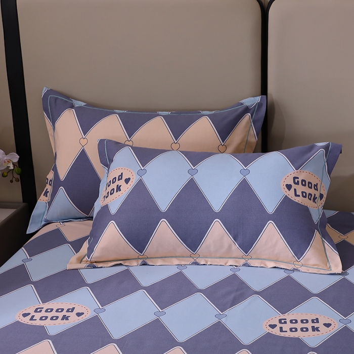 91家纺网 家纺一手货源 找家纺 晶缦 2023新款格林系列全棉活性磨毛多规格床单 棱镜