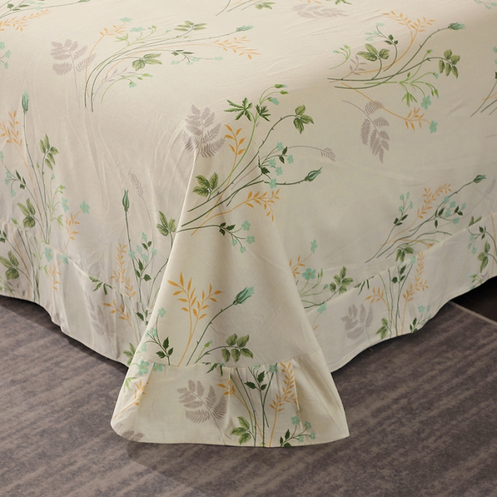 91家纺网 家纺一手货源 找家纺 晶缦 2023新款格林系列全棉活性磨毛多规格床单 林间细雨