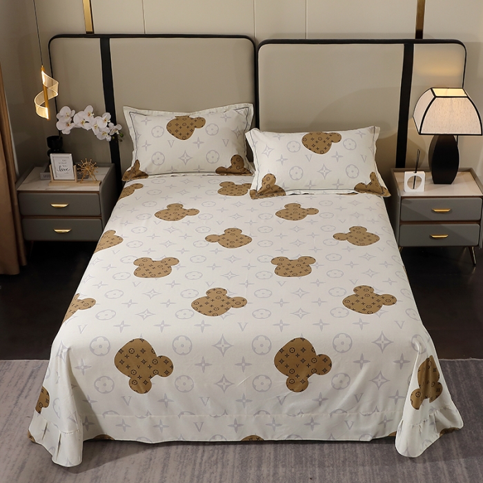 91家纺网 家纺一手货源 找家纺 晶缦 2023新款格林系列全棉活性磨毛多规格床单 路易熊