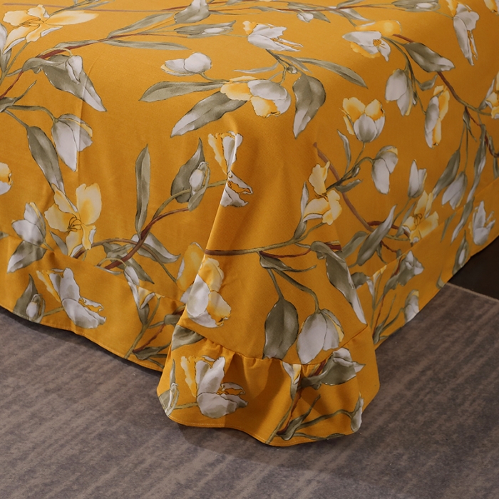 91家纺网 家纺一手货源 找家纺 晶缦 2023新款格林系列全棉活性磨毛多规格床单 如月梦黄