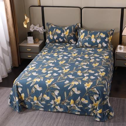 晶缦 2023新款格林系列全棉活性磨毛多规格床单 如月梦蓝