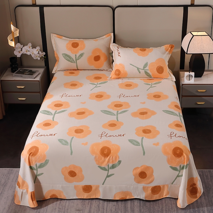 91家纺网 家纺一手货源 找家纺 晶缦 2023新款格林系列全棉活性磨毛多规格床单 太阳花