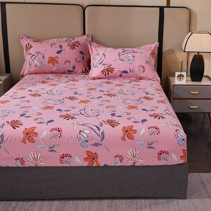 91家纺网 家纺一手货源 找家纺 晶缦 2023新款格林系列全棉活性磨毛多规格床笠 花语纷飞