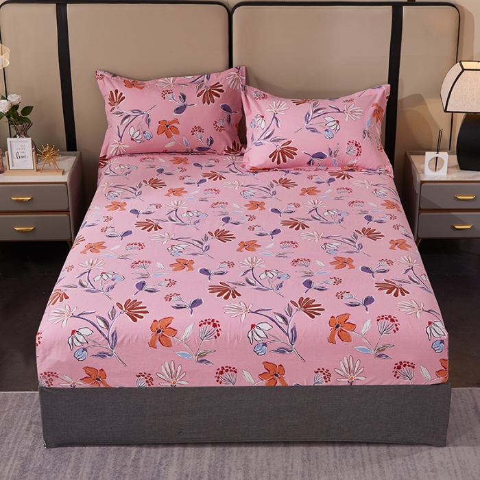 91家纺网 家纺一手货源 找家纺 晶缦 2023新款格林系列全棉活性磨毛多规格床笠 花语纷飞