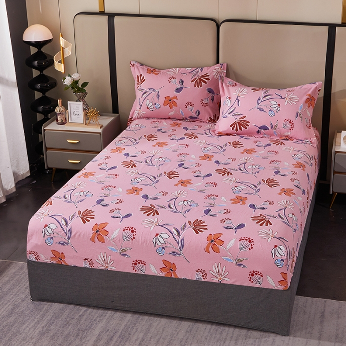 91家纺网 家纺一手货源 找家纺 晶缦 2023新款格林系列全棉活性磨毛多规格床笠 花语纷飞