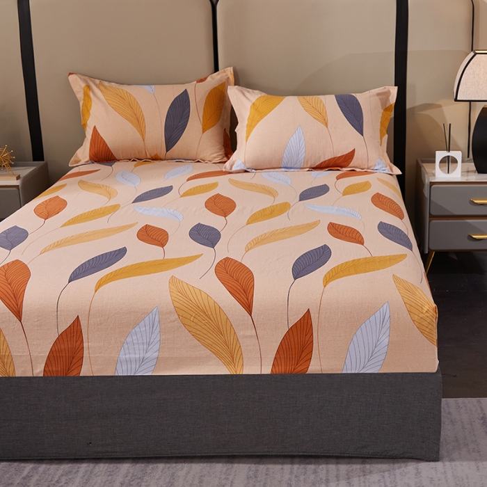 91家纺网 家纺一手货源 找家纺 晶缦 2023新款格林系列全棉活性磨毛多规格床笠 花姿摇曳黄