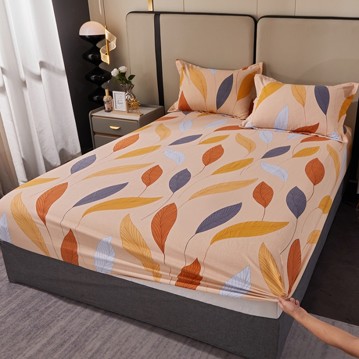 91家纺网 家纺一手货源 找家纺 晶缦 2023新款格林系列全棉活性磨毛多规格床笠 花姿摇曳黄