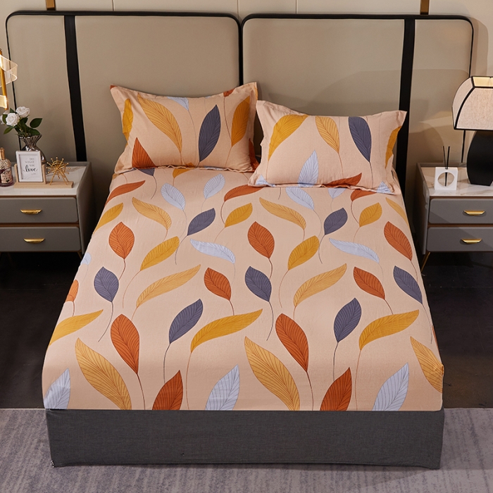 91家纺网 家纺一手货源 找家纺 晶缦 2023新款格林系列全棉活性磨毛多规格床笠 花姿摇曳黄