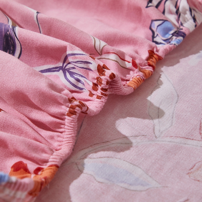 91家纺网 家纺一手货源 找家纺 晶缦 2023新款格林系列全棉活性磨毛多规格床笠 花语纷飞