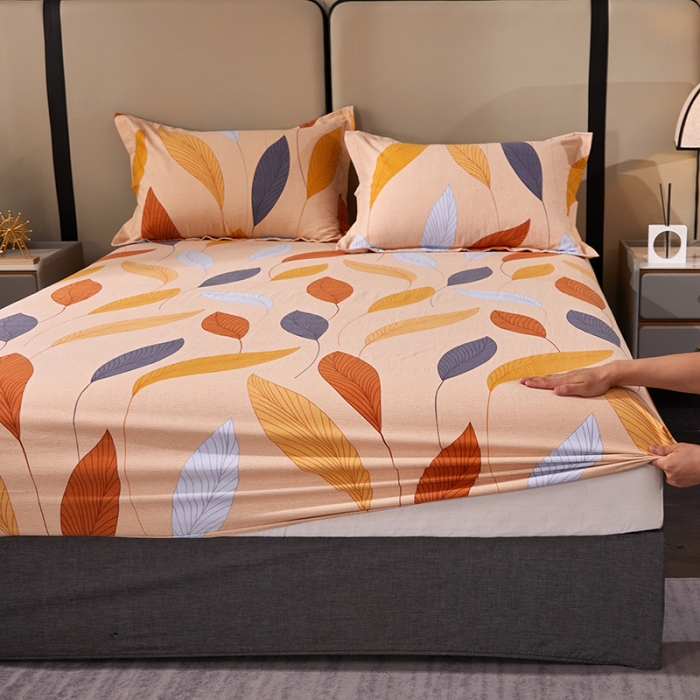 91家纺网 家纺一手货源 找家纺 晶缦 2023新款格林系列全棉活性磨毛多规格床笠 花姿摇曳黄