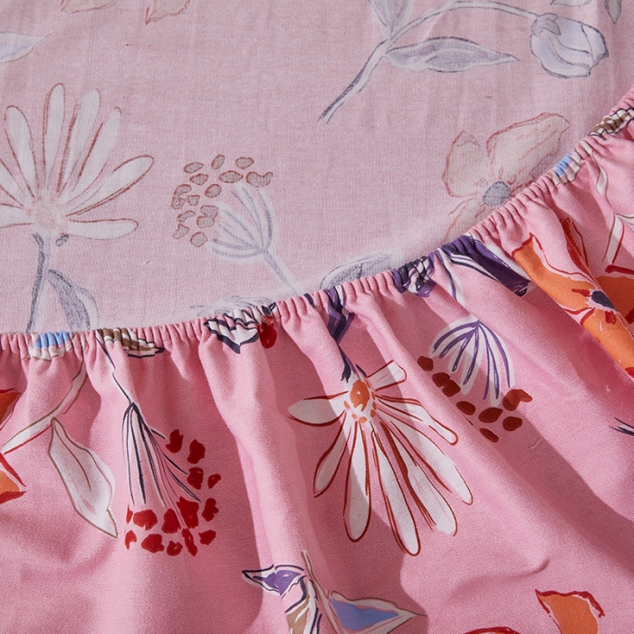 91家纺网 家纺一手货源 找家纺 晶缦 2023新款格林系列全棉活性磨毛多规格床笠 花语纷飞