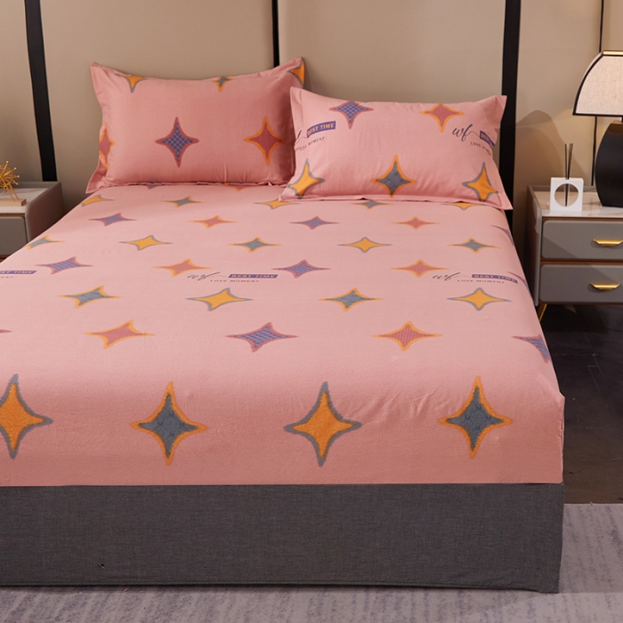 91家纺网 家纺一手货源 找家纺 晶缦 2023新款格林系列全棉活性磨毛多规格床笠 满天星