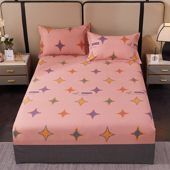 91家纺网 家纺一手货源 找家纺 晶缦 2023新款格林系列全棉活性磨毛多规格床笠 满天星