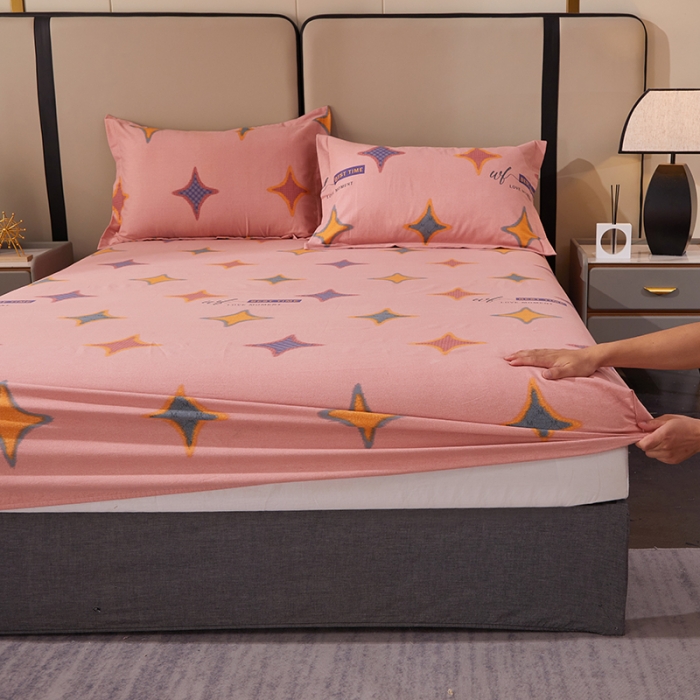 91家纺网 家纺一手货源 找家纺 晶缦 2023新款格林系列全棉活性磨毛多规格床笠 满天星