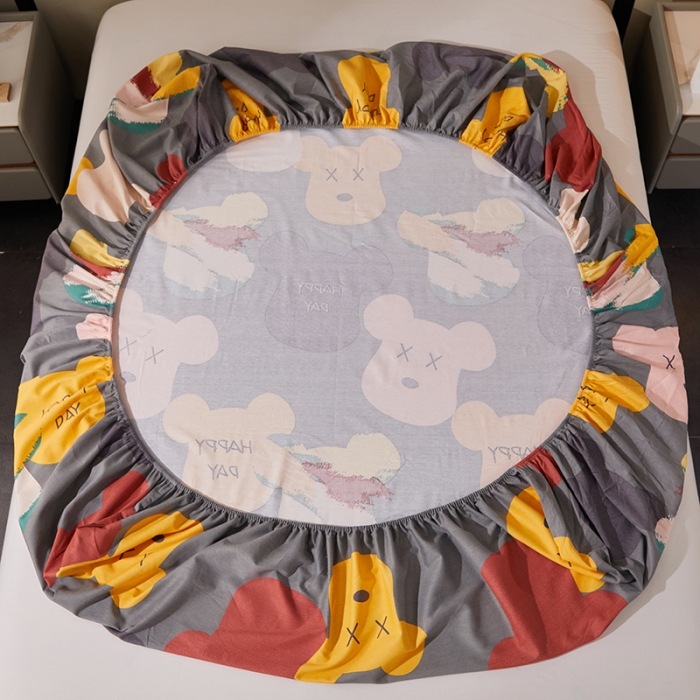 91家纺网 家纺一手货源 找家纺 晶缦 2023新款格林系列全棉活性磨毛多规格床笠 魅力熊