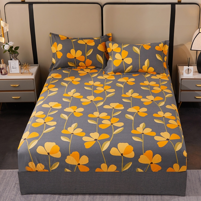 91家纺网 家纺一手货源 找家纺 晶缦 2023新款格林系列全棉活性磨毛多规格床笠 叶叶生辉