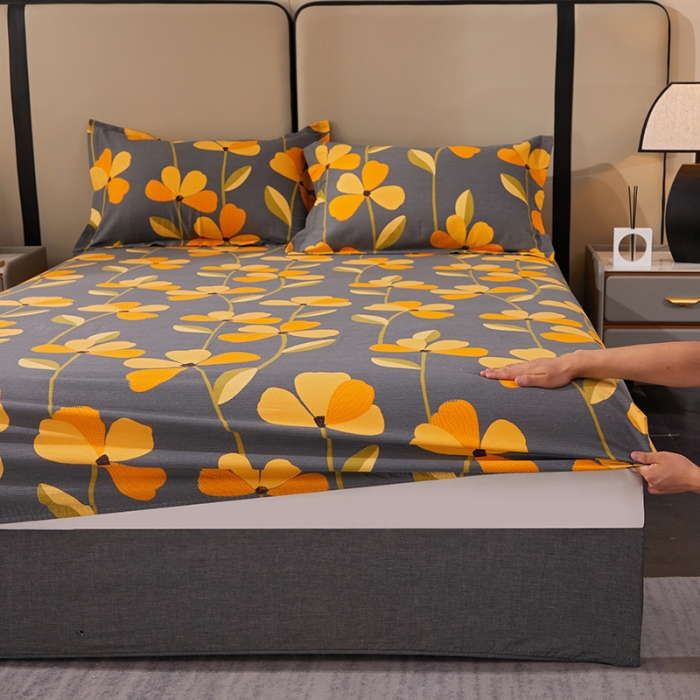 91家纺网 家纺一手货源 找家纺 晶缦 2023新款格林系列全棉活性磨毛多规格床笠 叶叶生辉