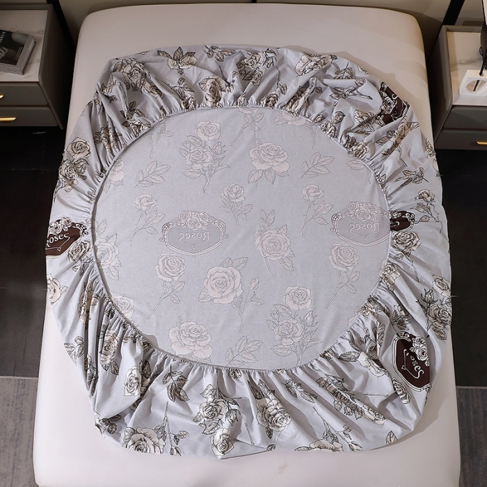 91家纺网 家纺一手货源 找家纺 晶缦 2023新款格林系列全棉活性磨毛多规格床笠 庄园灰