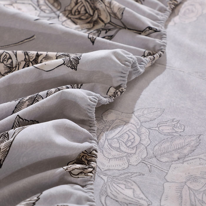 91家纺网 家纺一手货源 找家纺 晶缦 2023新款格林系列全棉活性磨毛多规格床笠 庄园灰