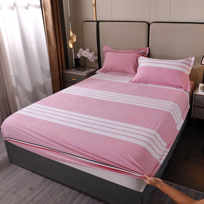 91家纺网 家纺一手货源 找家纺 晶缦 2023新款格林系列全棉活性磨毛多规格床笠 爱伦粉