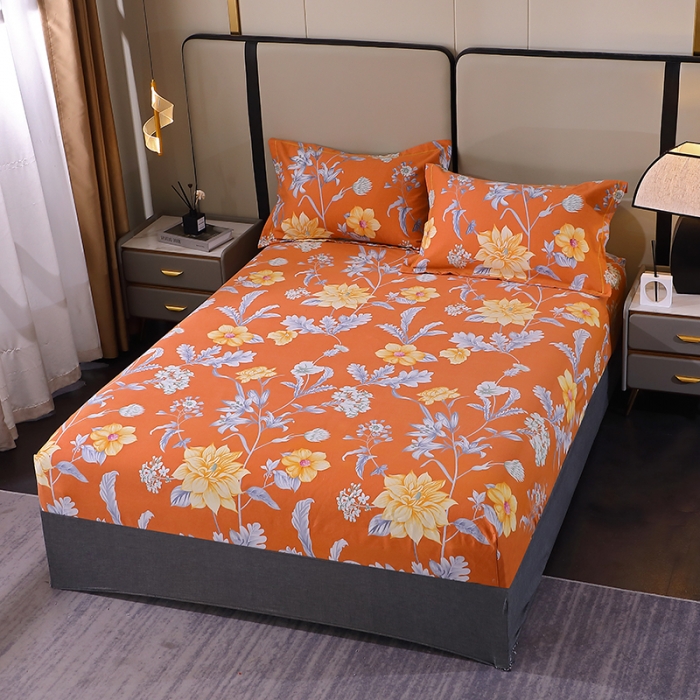 91家纺网 家纺一手货源 找家纺 晶缦 2023新款格林系列全棉活性磨毛多规格床笠 浪漫花语