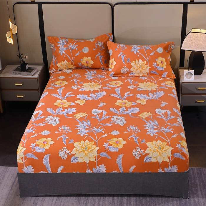 91家纺网 家纺一手货源 找家纺 晶缦 2023新款格林系列全棉活性磨毛多规格床笠 浪漫花语