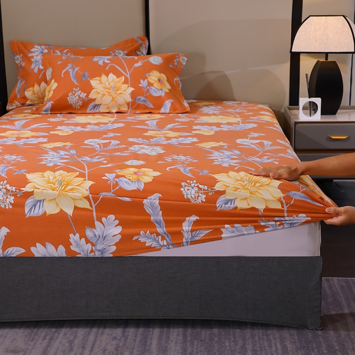 91家纺网 家纺一手货源 找家纺 晶缦 2023新款格林系列全棉活性磨毛多规格床笠 浪漫花语