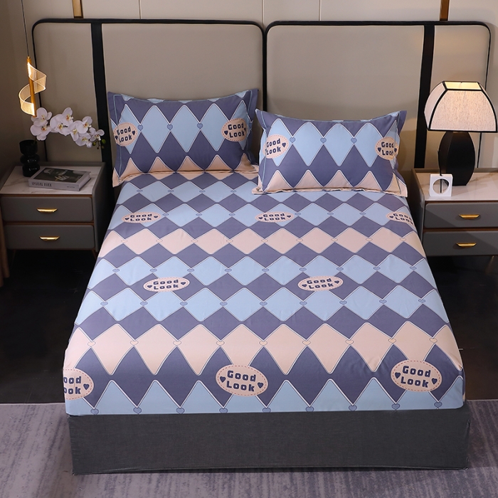 91家纺网 家纺一手货源 找家纺 晶缦 2023新款格林系列全棉活性磨毛多规格床笠 棱镜