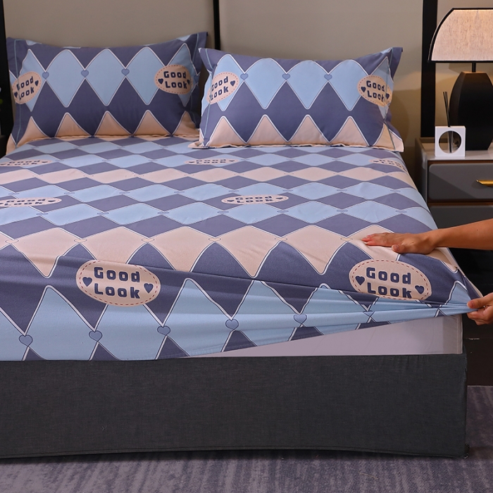 91家纺网 家纺一手货源 找家纺 晶缦 2023新款格林系列全棉活性磨毛多规格床笠 棱镜