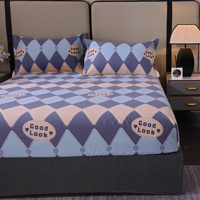 91家纺网 家纺一手货源 找家纺 晶缦 2023新款格林系列全棉活性磨毛多规格床笠 棱镜