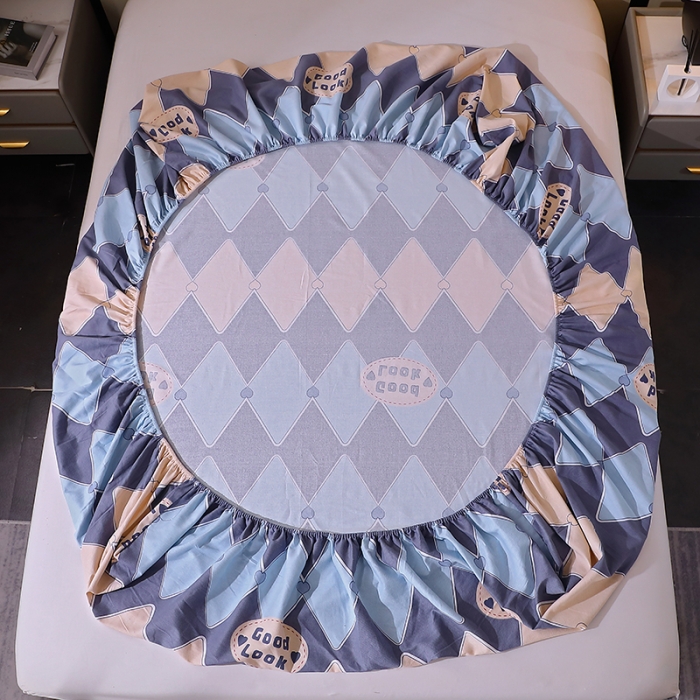 91家纺网 家纺一手货源 找家纺 晶缦 2023新款格林系列全棉活性磨毛多规格床笠 棱镜