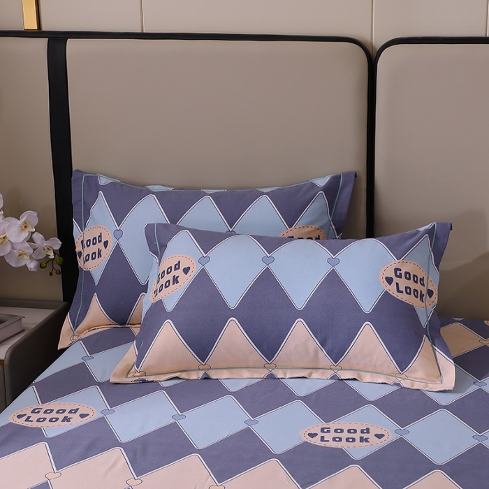 91家纺网 家纺一手货源 找家纺 晶缦 2023新款格林系列全棉活性磨毛多规格床笠 棱镜