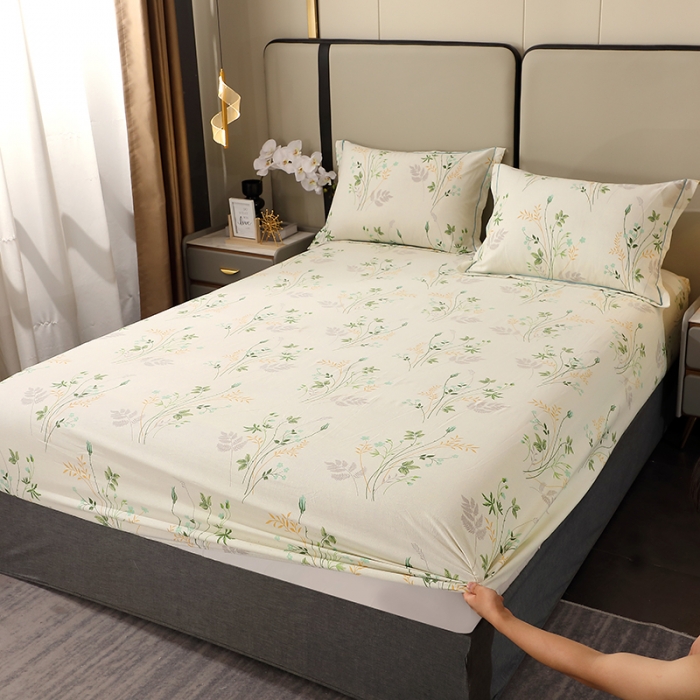 91家纺网 家纺一手货源 找家纺 晶缦 2023新款格林系列全棉活性磨毛多规格床笠 林间细雨