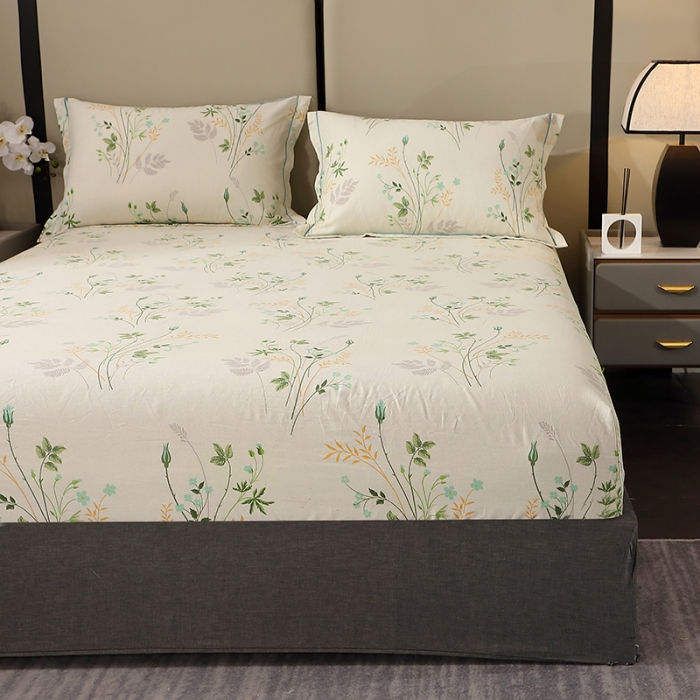 91家纺网 家纺一手货源 找家纺 晶缦 2023新款格林系列全棉活性磨毛多规格床笠 林间细雨