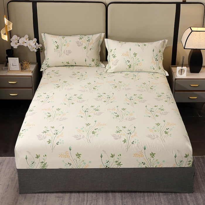 91家纺网 家纺一手货源 找家纺 晶缦 2023新款格林系列全棉活性磨毛多规格床笠 林间细雨