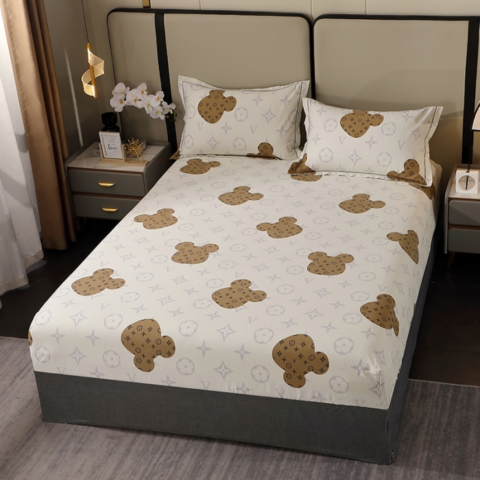 91家纺网 家纺一手货源 找家纺 晶缦 2023新款格林系列全棉活性磨毛多规格床笠 路易熊