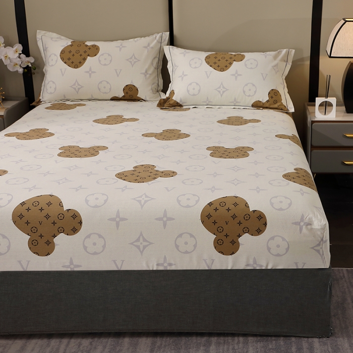 91家纺网 家纺一手货源 找家纺 晶缦 2023新款格林系列全棉活性磨毛多规格床笠 路易熊