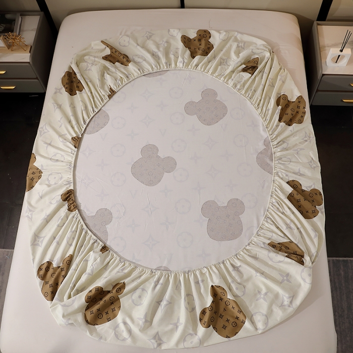 91家纺网 家纺一手货源 找家纺 晶缦 2023新款格林系列全棉活性磨毛多规格床笠 路易熊