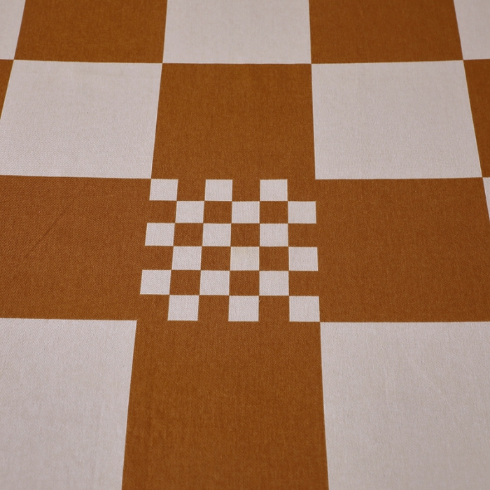 91家纺网 家纺一手货源 找家纺 晶缦 2023新款格林系列全棉活性磨毛多规格床笠 棋盘格桔