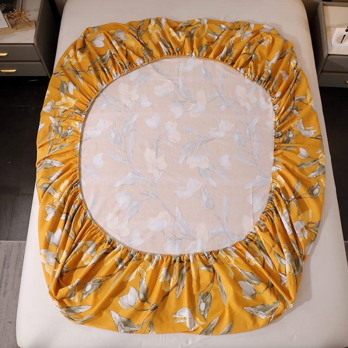 91家纺网 家纺一手货源 找家纺 晶缦 2023新款格林系列全棉活性磨毛多规格床笠 如月梦黄