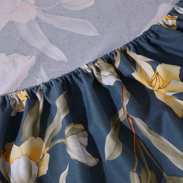 91家纺网 家纺一手货源 找家纺 晶缦 2023新款格林系列全棉活性磨毛多规格床笠 如月梦蓝