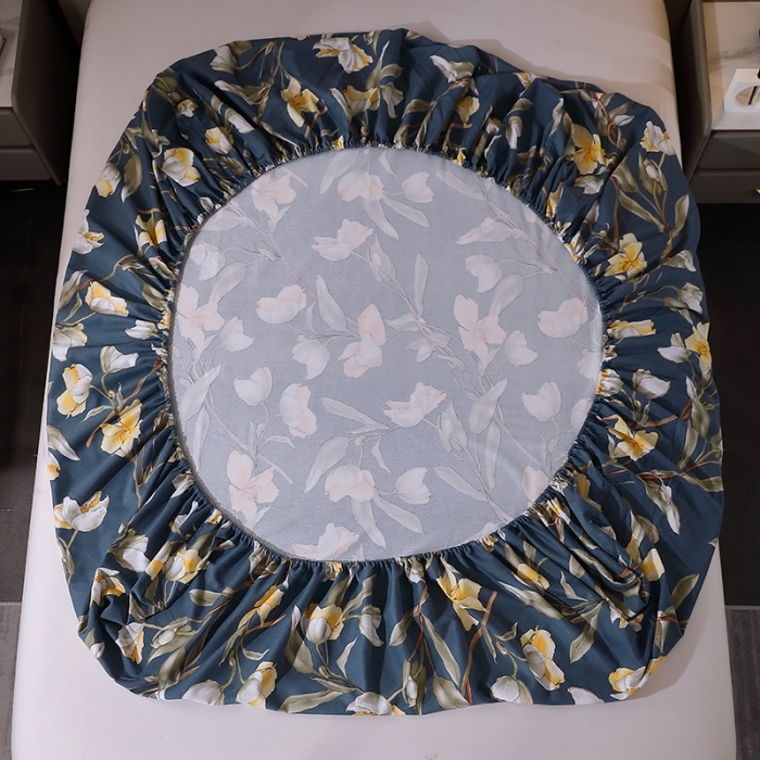 91家纺网 家纺一手货源 找家纺 晶缦 2023新款格林系列全棉活性磨毛多规格床笠 如月梦蓝