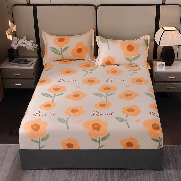 91家纺网 家纺一手货源 找家纺 晶缦 2023新款格林系列全棉活性磨毛多规格床笠 太阳花