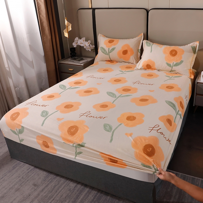 91家纺网 家纺一手货源 找家纺 晶缦 2023新款格林系列全棉活性磨毛多规格床笠 太阳花